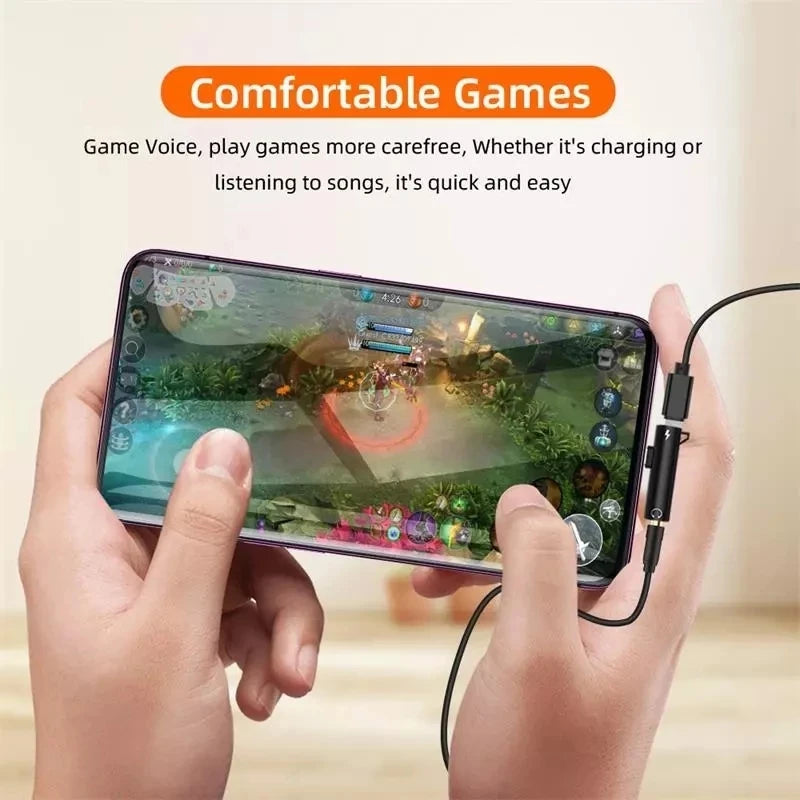 2 IN 1 Audio Headphone Charging Dual Adapter Splitter For iPhone XR XS 13 12 11 For 3.5mm Jack to Earphone AUX Cable Not type-c