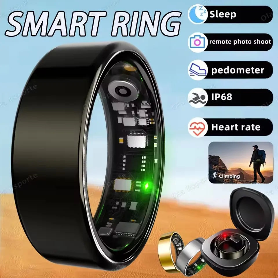 2025 New Smart Ring Heart Rate Blood Pressure Sleep Monitoring Motion Tracking IP68 Waterproof Men Women Smart Ring Holiday Gift