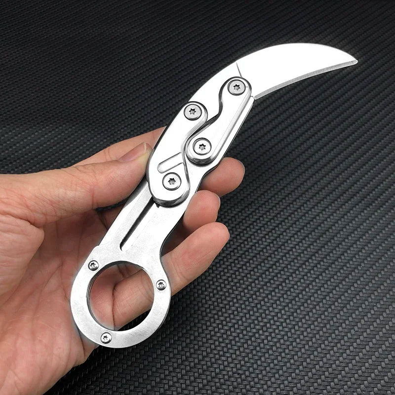 All-steel Claw Mechanical Knives Tactical Multifunction Outdoor Self Defense EDC Tool Gadget Gift for Men, Black/Silver