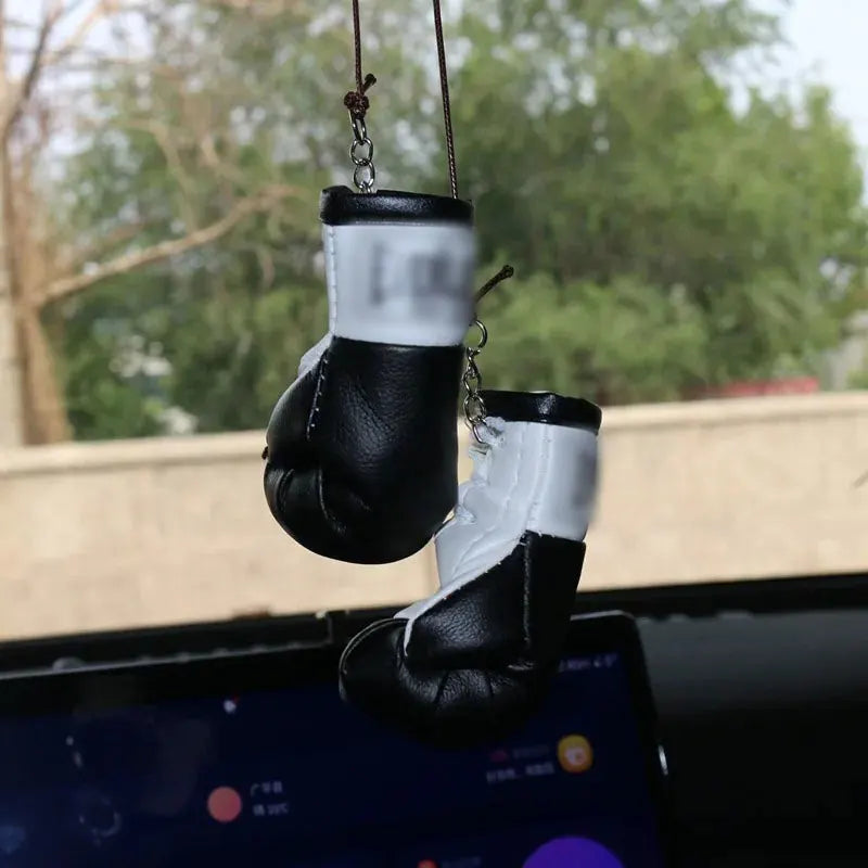 Christmas Boxing Glove Pendant - Mini Car Mirror Hanging Decorations, Festive Rearview Mirror Ornaments for Auto Interiors