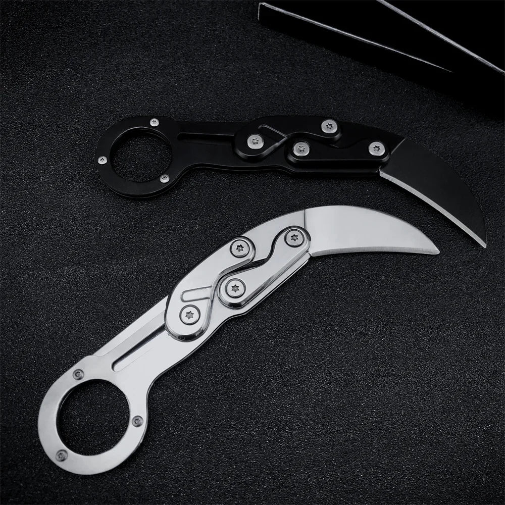 All-steel Claw Mechanical Knives Tactical Multifunction Outdoor Self Defense EDC Tool Gadget Gift for Men, Black/Silver