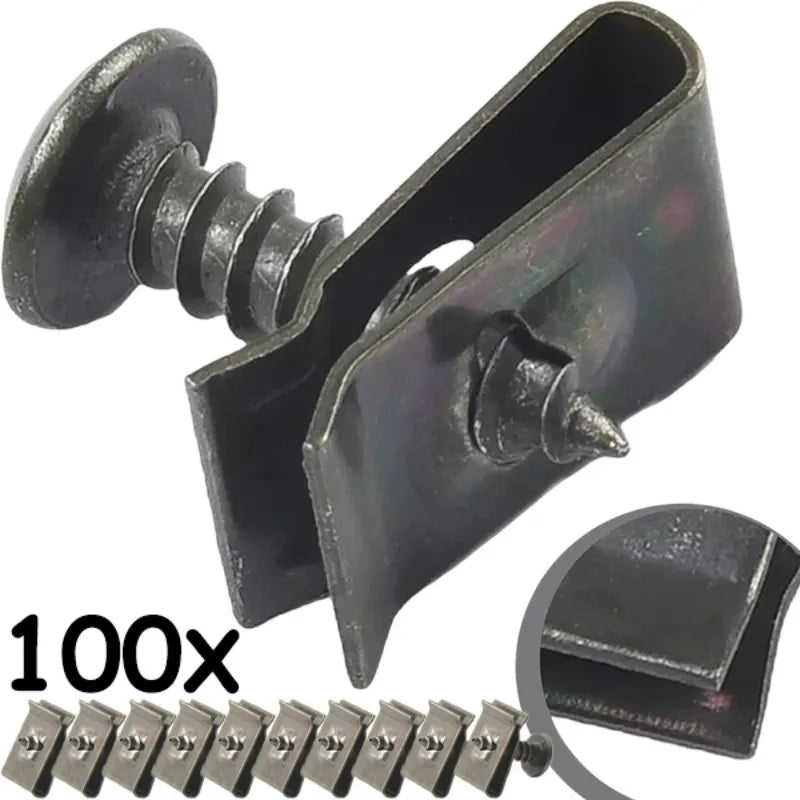 Car Fastener Clip U-Type Metal Screw Clip Tools for Motorcycle Engine Undertray Splash Shield Guard Bumper Screw Car Accessories
