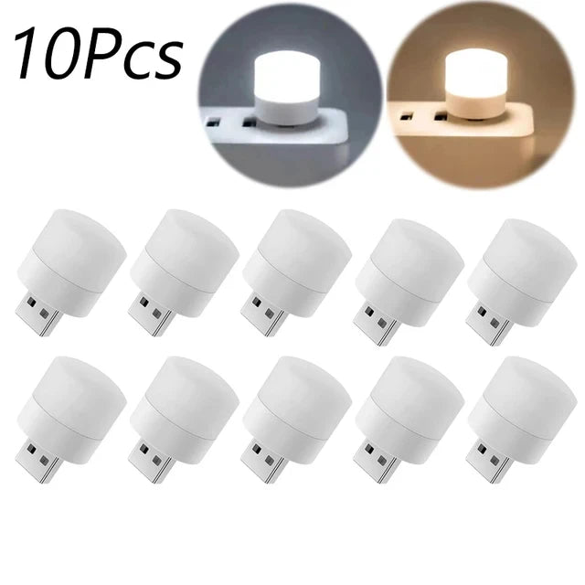 10/1PCS USB Night Light Mini LED Night Light USB Plug Lamp Power Bank Charging USB Book Lights Round Reading Eye Protection Lamp