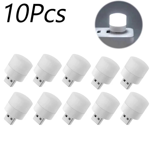 10/1PCS USB Night Light Mini LED Night Light USB Plug Lamp Power Bank Charging USB Book Lights Round Reading Eye Protection Lamp