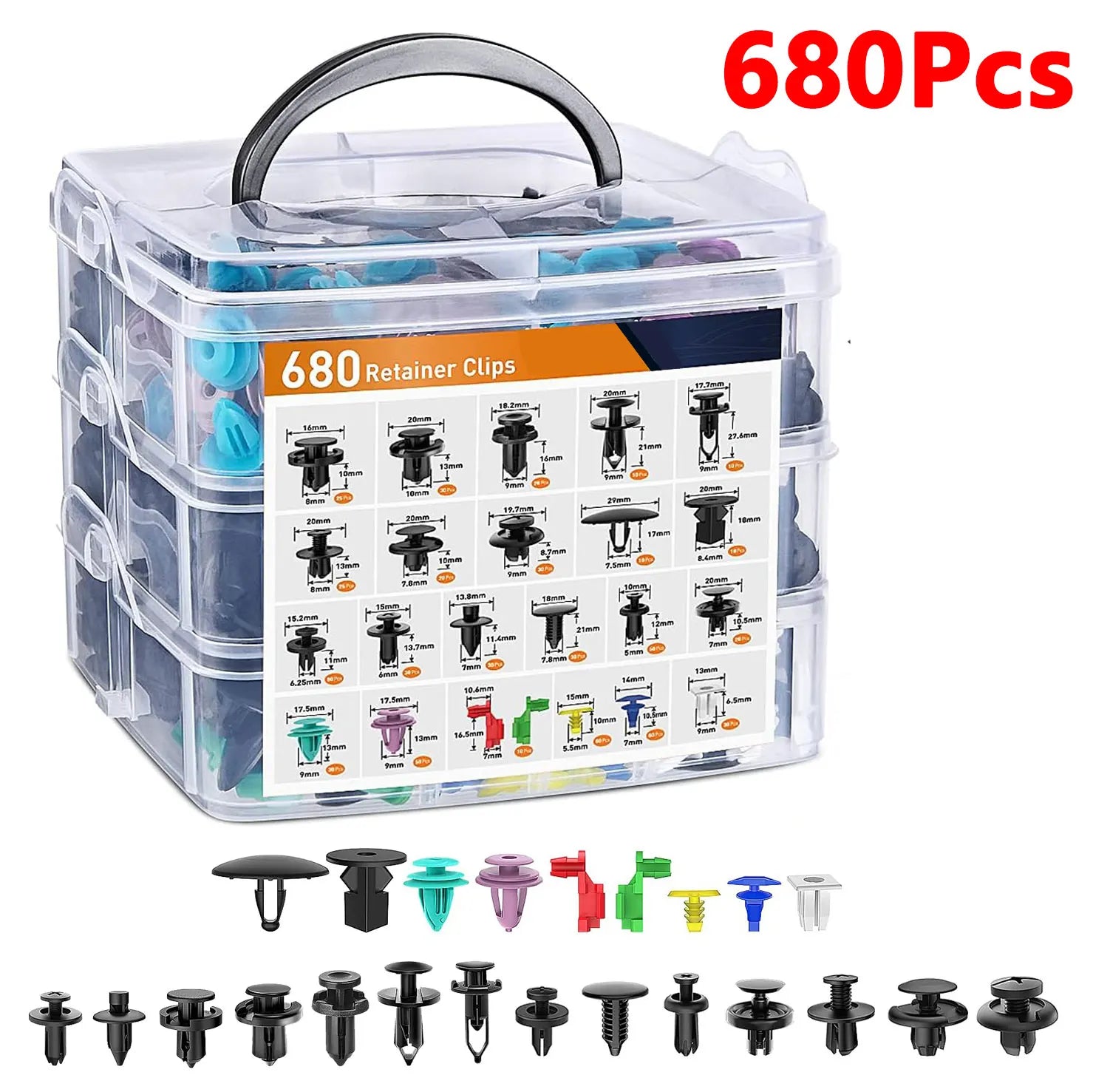 Auto Fastener Clips 680Pcs Car Body Push Retainer Pin Rivet Bumper Door Trim Panel Retainer Fastener Kit Auto Removal Tools