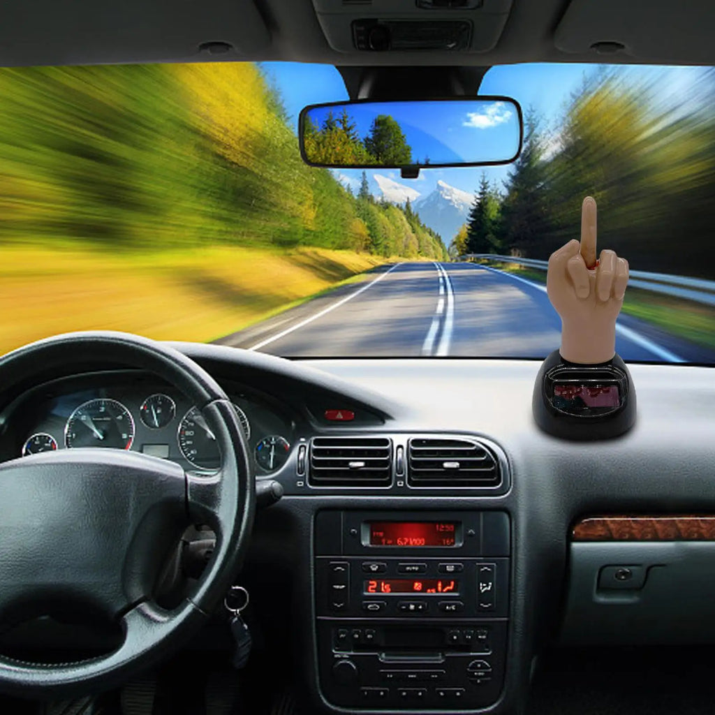 Creative Finger Solar Powered Shaking Car Ornament Funny Creative Dashboard Decoration Automobiles Interior Car Accessories