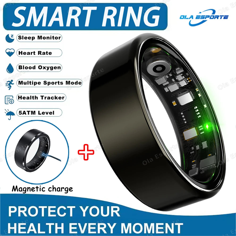 2025 New Smart Ring Heart Rate Blood Pressure Sleep Monitoring Motion Tracking IP68 Waterproof Men Women Smart Ring Holiday Gift