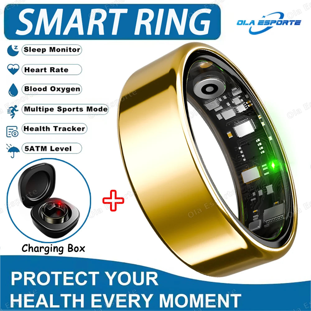 2025 New Smart Ring Heart Rate Blood Pressure Sleep Monitoring Motion Tracking IP68 Waterproof Men Women Smart Ring Holiday Gift
