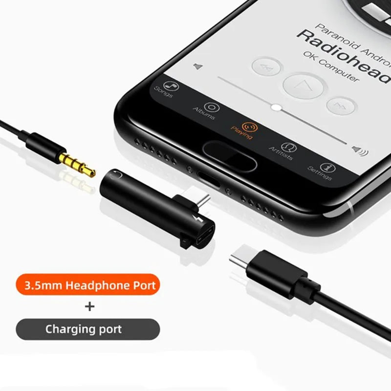 2 IN 1 Audio Headphone Charging Dual Adapter Splitter For iPhone XR XS 13 12 11 For 3.5mm Jack to Earphone AUX Cable Not type-c