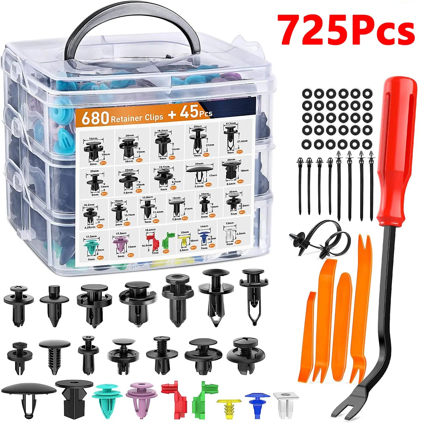 Auto Fastener Clips 680Pcs Car Body Push Retainer Pin Rivet Bumper Door Trim Panel Retainer Fastener Kit Auto Removal Tools