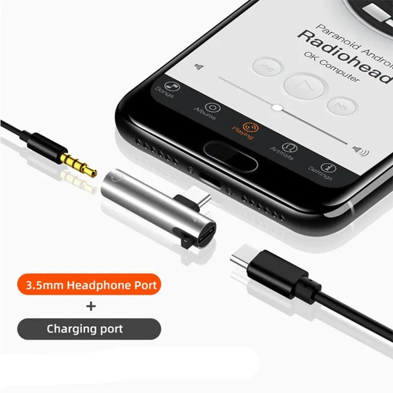 2 IN 1 Audio Headphone Charging Dual Adapter Splitter For iPhone XR XS 13 12 11 For 3.5mm Jack to Earphone AUX Cable Not type-c